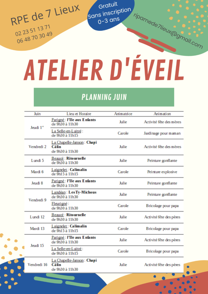 RPE des 7 lieux : Animations Juin 2023