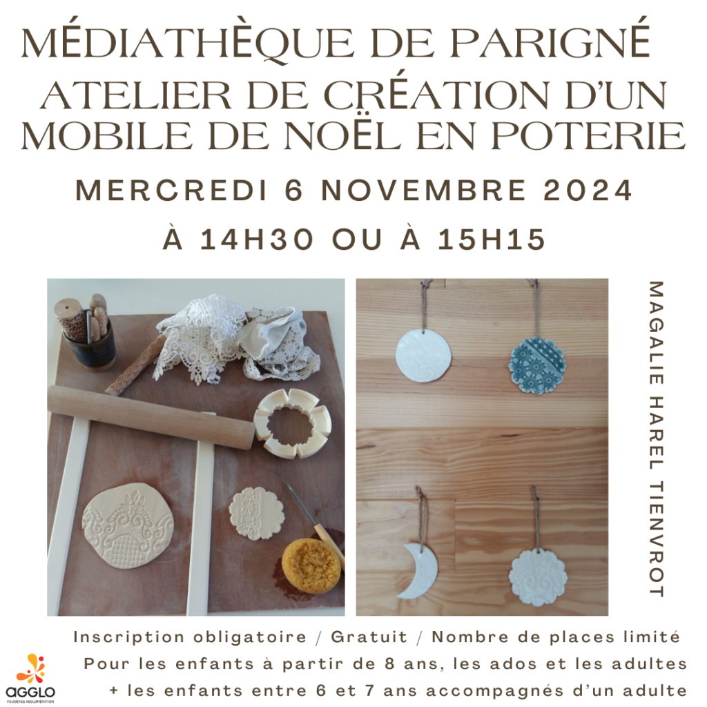 Médiathèque : Atelier de création d’un mobile de noël en Poterie