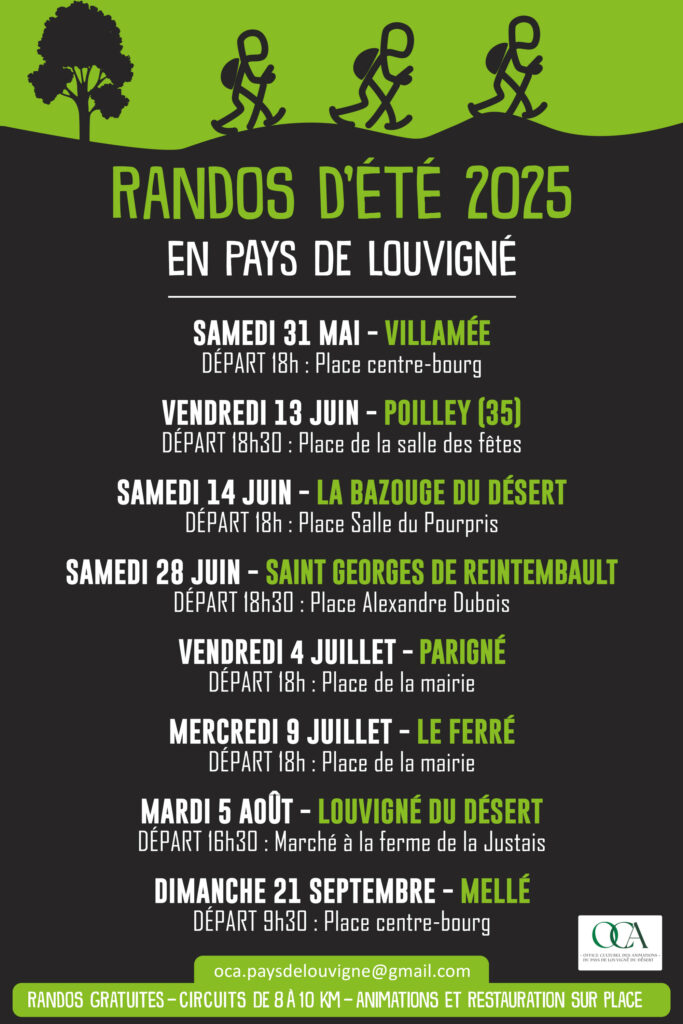 Randos d’été 2025 Vendredi 4 juillet 18H00 Place de la mairie