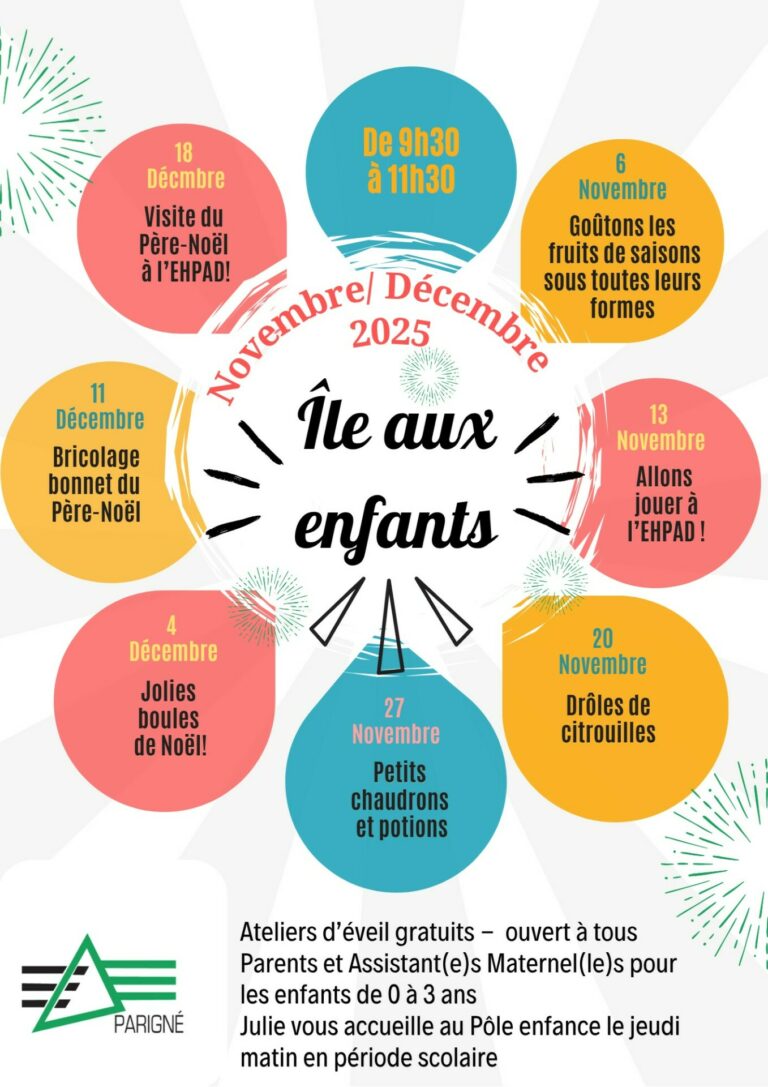 Ateliers éveil Novembre décembre 2025