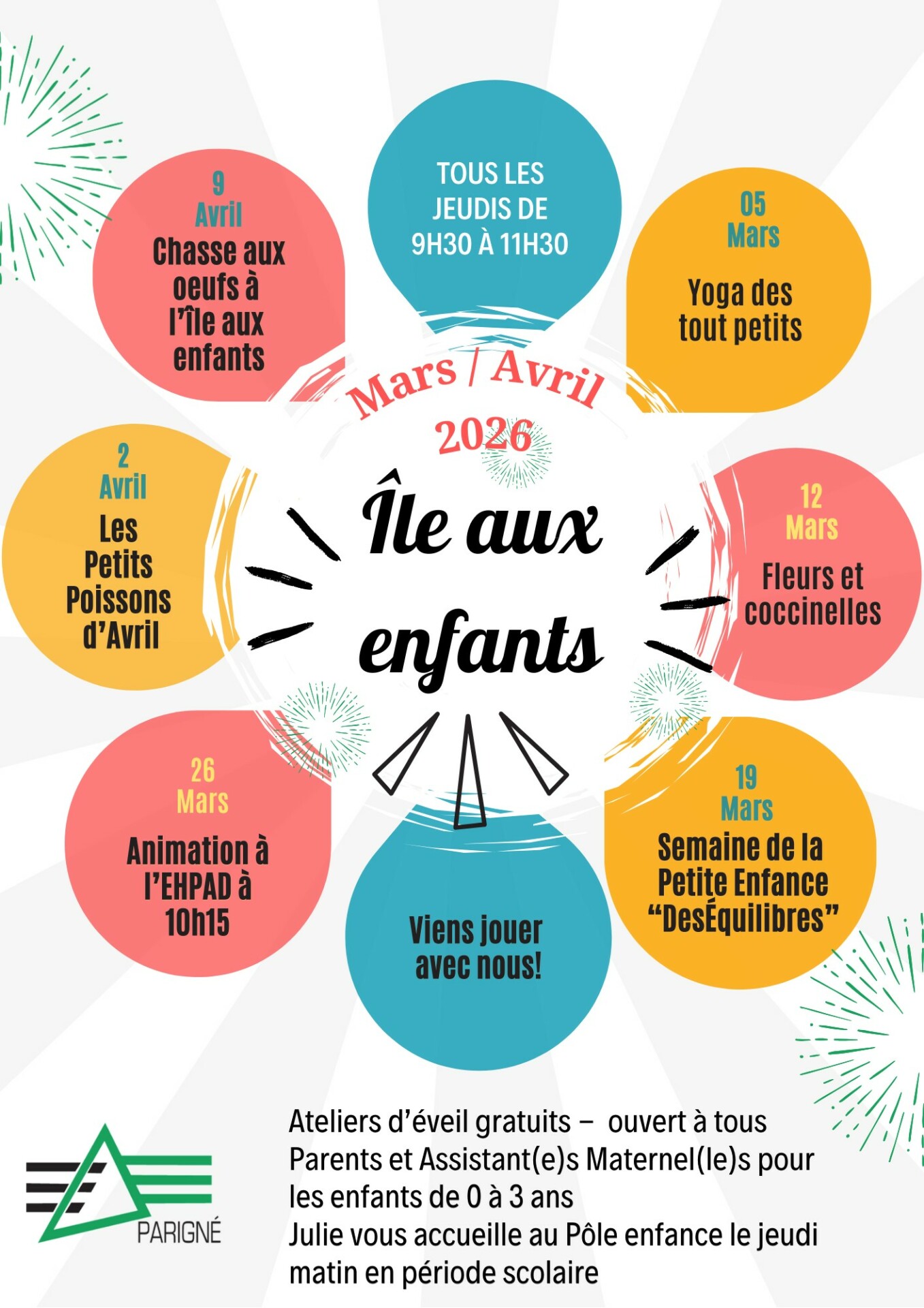 Planning Ile aux enfants période mars avril 2026